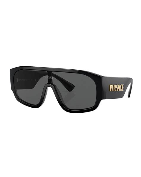 versace 4439 gb1/87 sunglasses black/dark grey lenses shield 133mm|Versace 4439 GB1/87 Sunglasses .